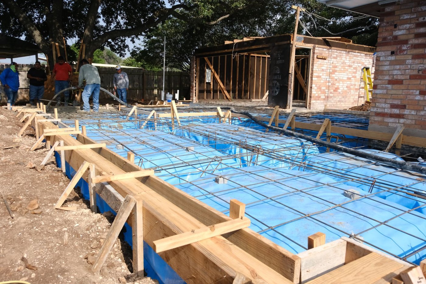 Foundation pour for a new home addition in Austin